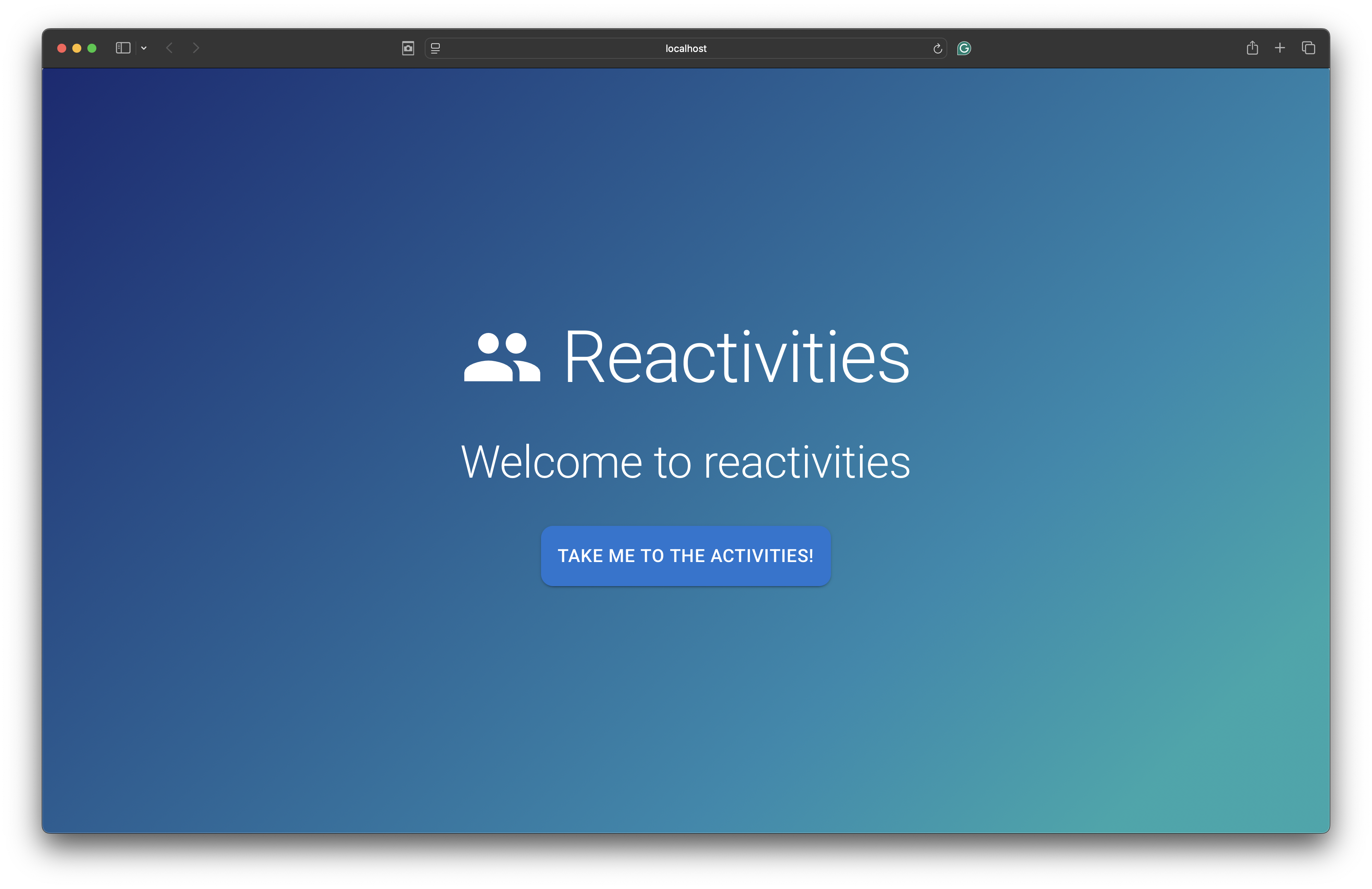 Reactivities home page screenshot